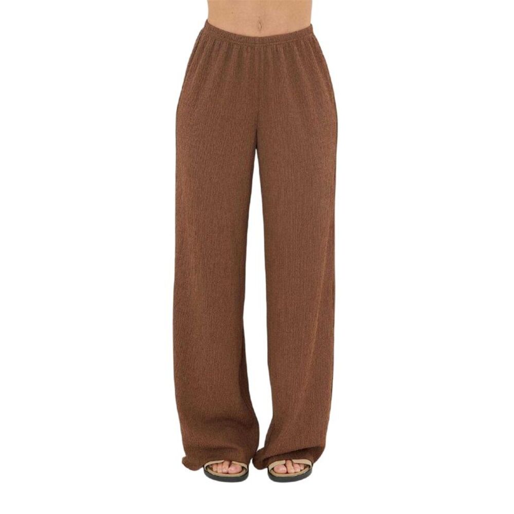 I Saw It First Womens/Ladies Textured Wide Leg Pants / Brown
